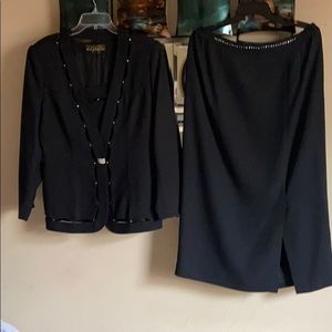 2 piece rhinestone studded dresses skirt suit (EUC